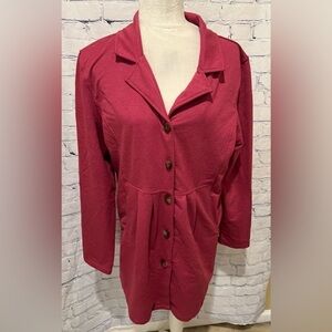 Sahalie ladies pink tunic Knit 5 button blazer Coat Size PXL